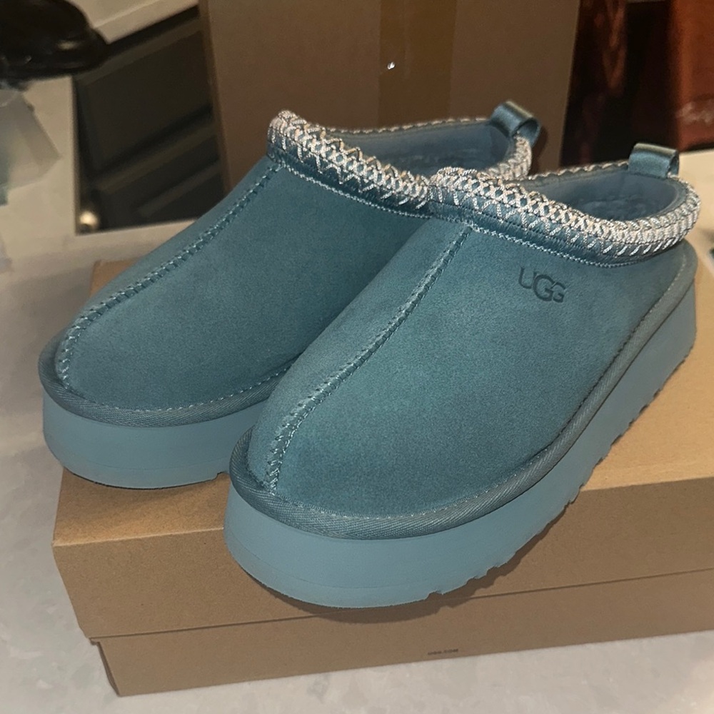 UGG Blue Suede Platform Slippers - Picture 3 of 6